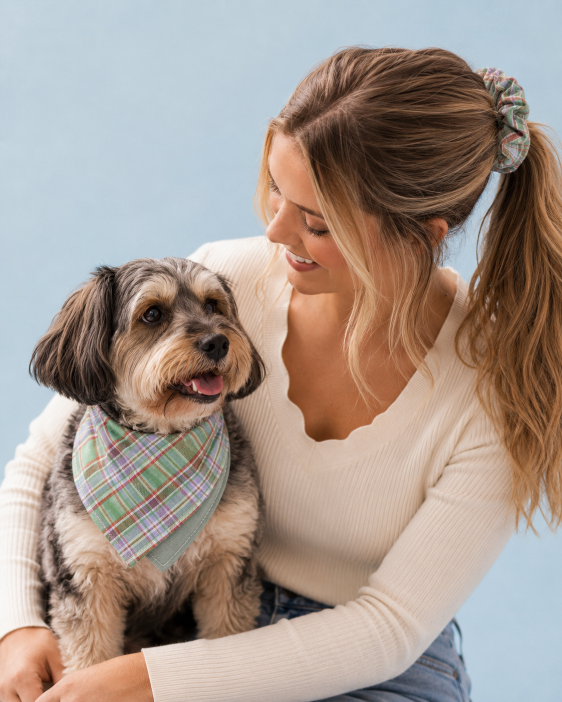 Meadow Green Plaid Hair Scrunchie