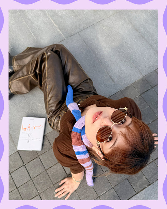 ✨Matching Pet & Owner Skinny Knit Scarves — Handmade Lavender Stripe(100% Premium Cashmere)