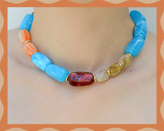 ✨Matching Pet & Owner Jewelry Sets –  Handcrafted Bold Beaded Necklaces - Candy Crush(Blue Aegean)