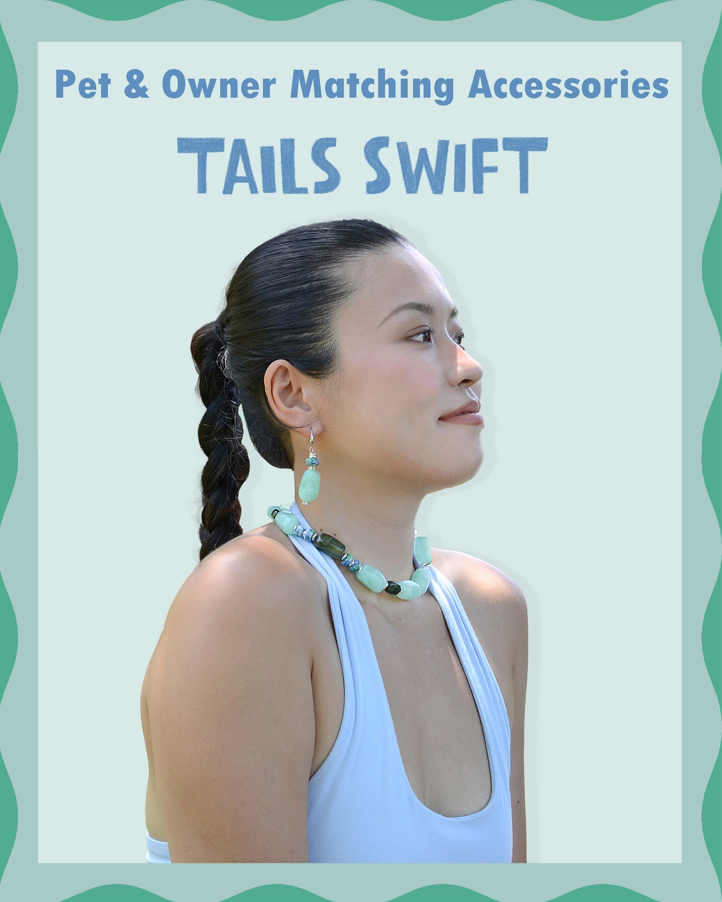 ✨Matching Pet & Owner Jewelry Sets –  Handcrafted Bold Beaded Necklaces - Candy Crush(Mint Green)