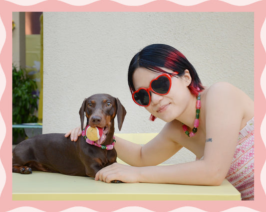 ✨ Matching Pet & Owner Jewelry Sets –  Handcrafted Bold Beaded Necklaces -Candy Crush(Blossom Pink)