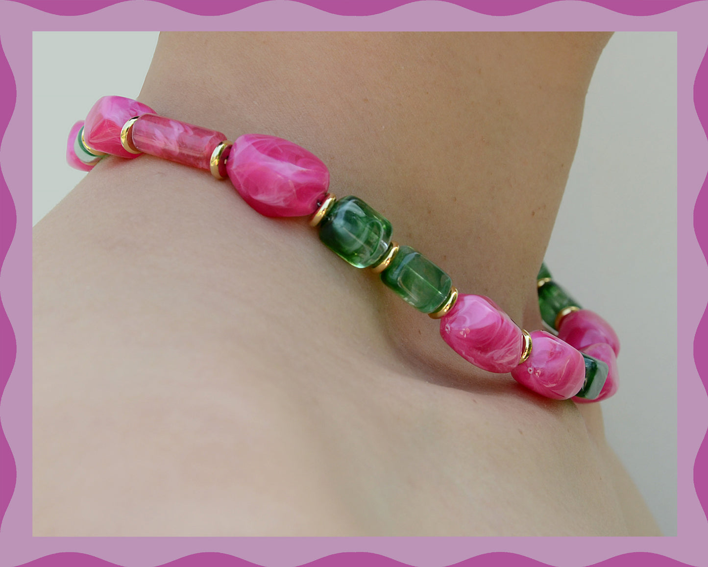 ✨ Pet Jewelry – Handcrafted Bold Beaded Necklaces -Candy Crush(Blossom Pink)