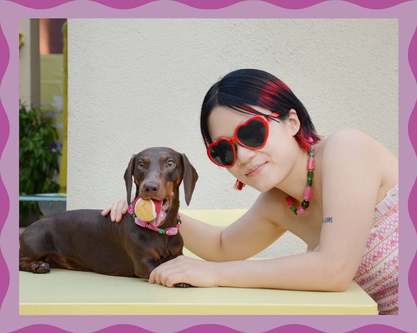 ✨ Matching Pet & Owner Jewelry Sets –  Handcrafted Bold Beaded Necklaces - Candy Crush(Blossom Pink)