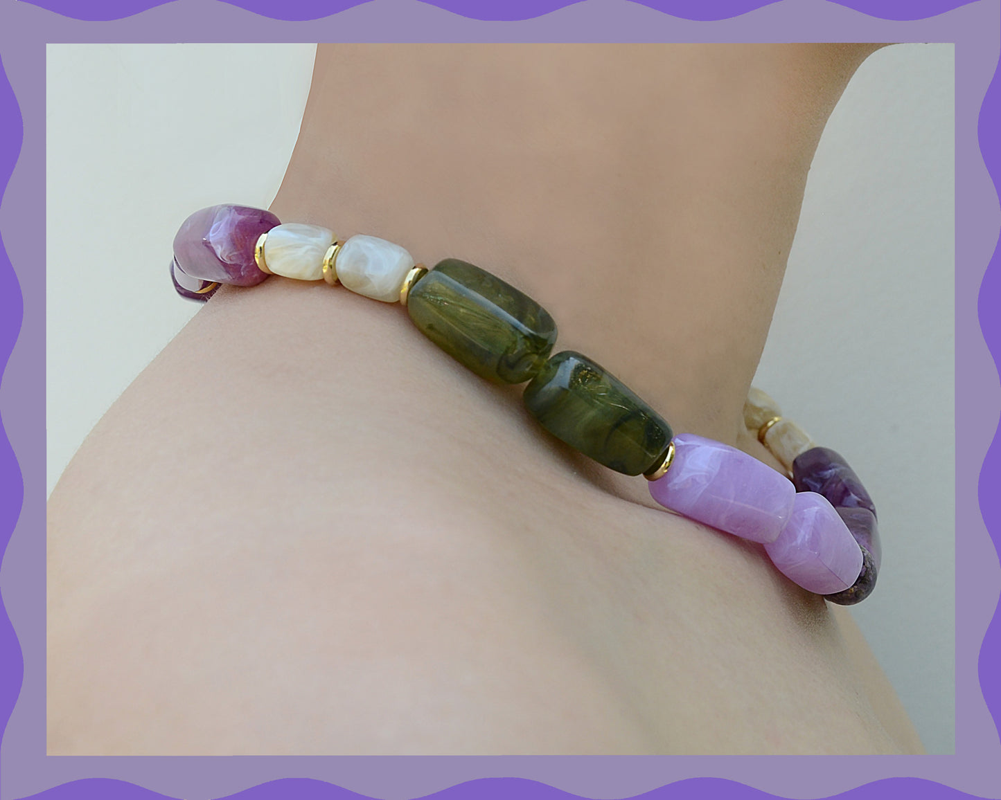 Conjuntos de joyas a juego para mascotas y dueños: collares de cuentas llamativos hechos a mano - Candy Crush (morado terciopelo)