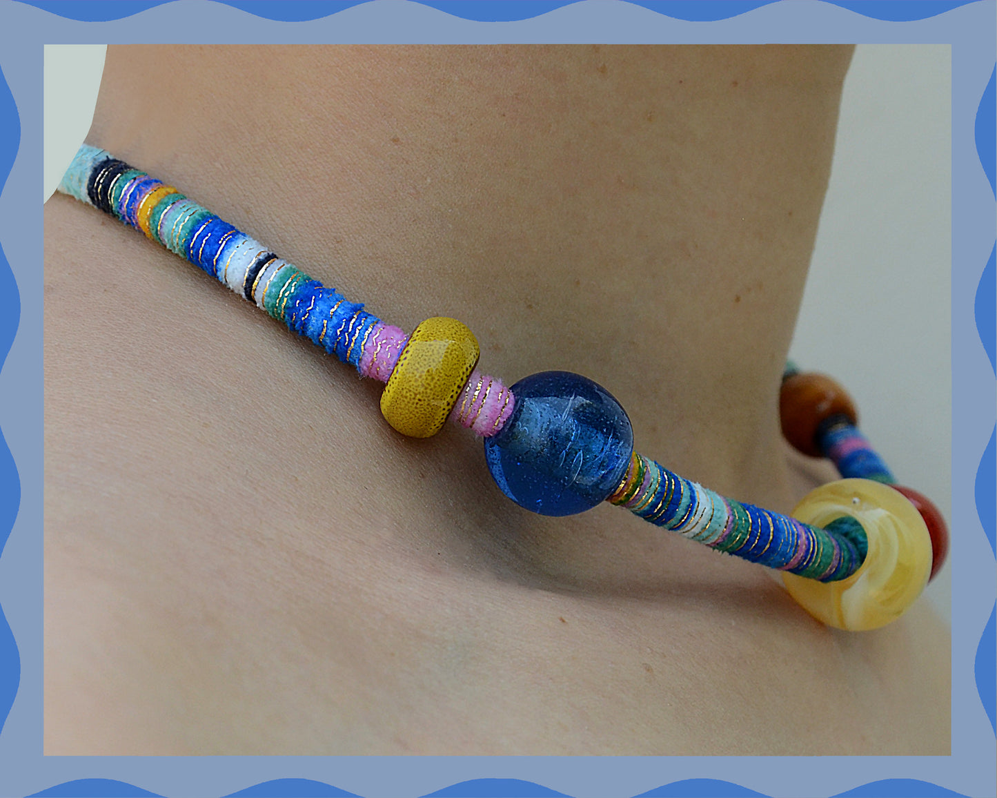 Conjuntos de joyas a juego para mascotas y dueños: collares de cordón vibrantes hechos a mano – Cord Craze (azul)