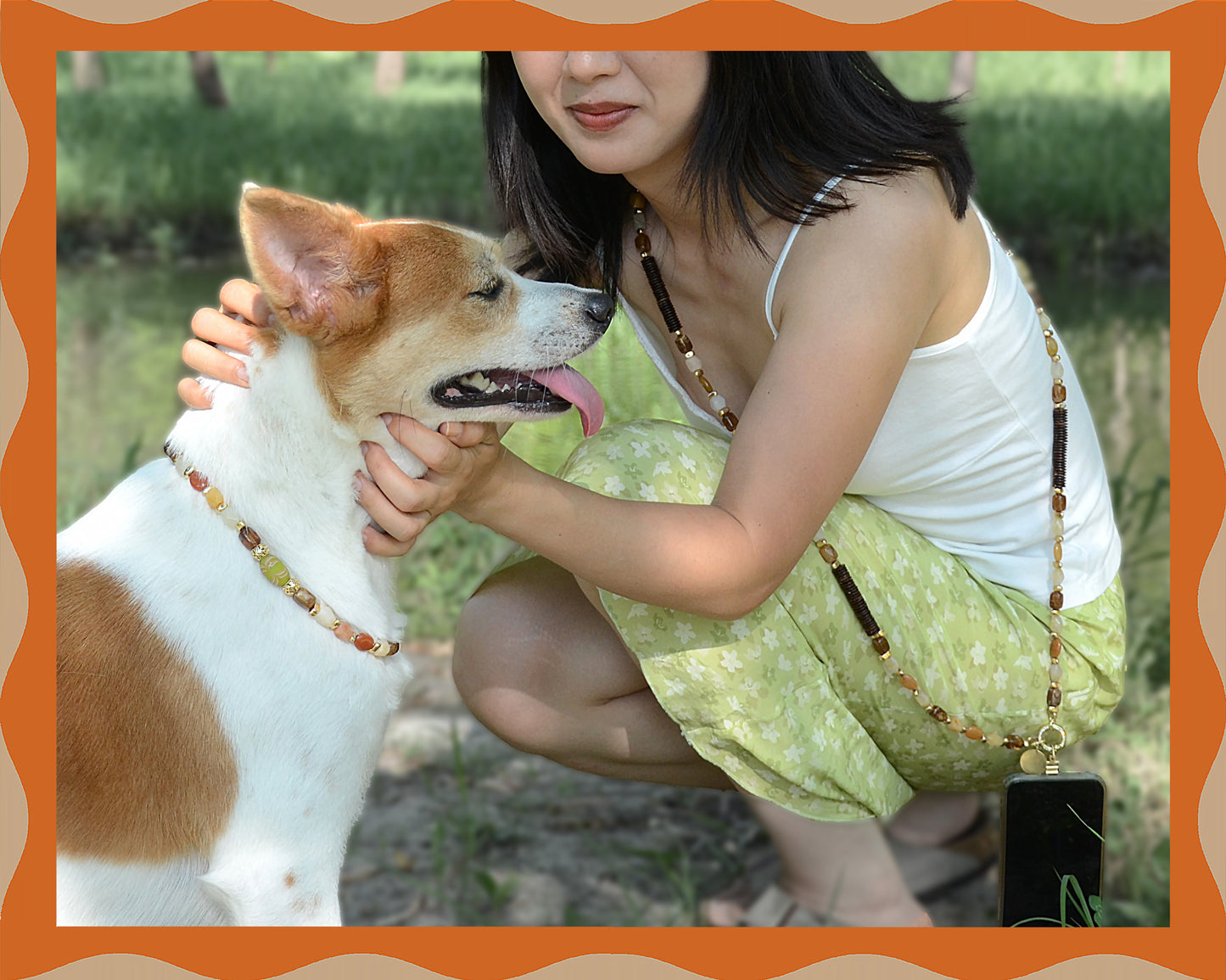 ✨Matching Pet & Owner Jewelry Sets – Handmade with Southeast Asian Beads & Organic Coconut Discs – Cute by Nature (Sepia Drop)