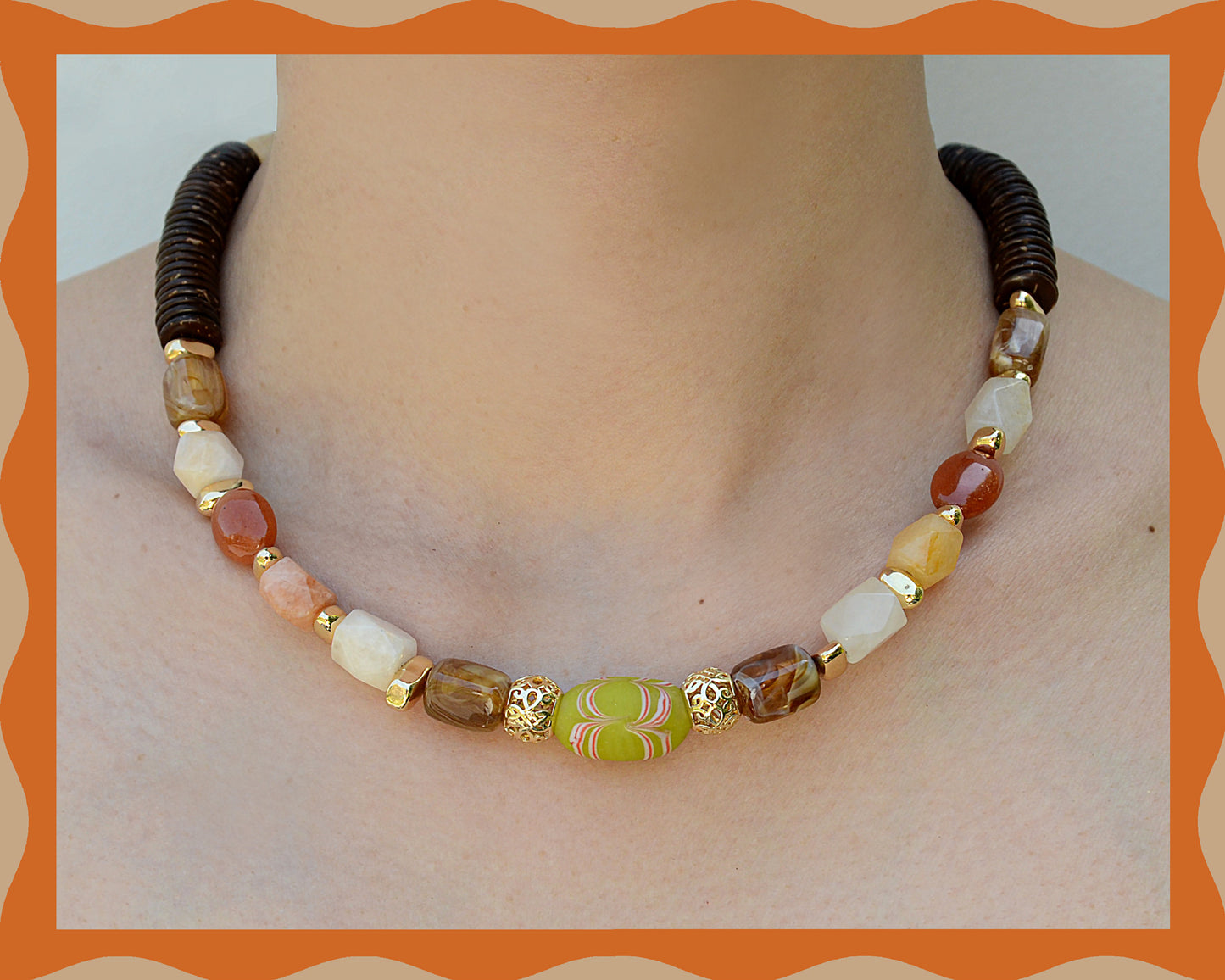 ✨Matching Pet & Owner Jewelry Sets – Handmade with Southeast Asian Beads & Organic Coconut Discs – Cute by Nature (Sepia Drop)