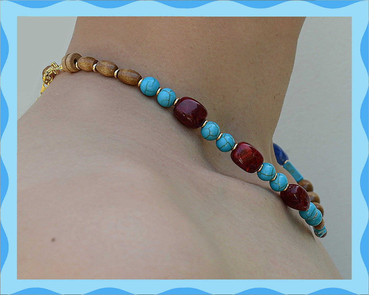 Conjuntos de joyas a juego para mascotas y dueños: hechos a mano con cuentas de color turquesa, adorables por naturaleza (azul lago)