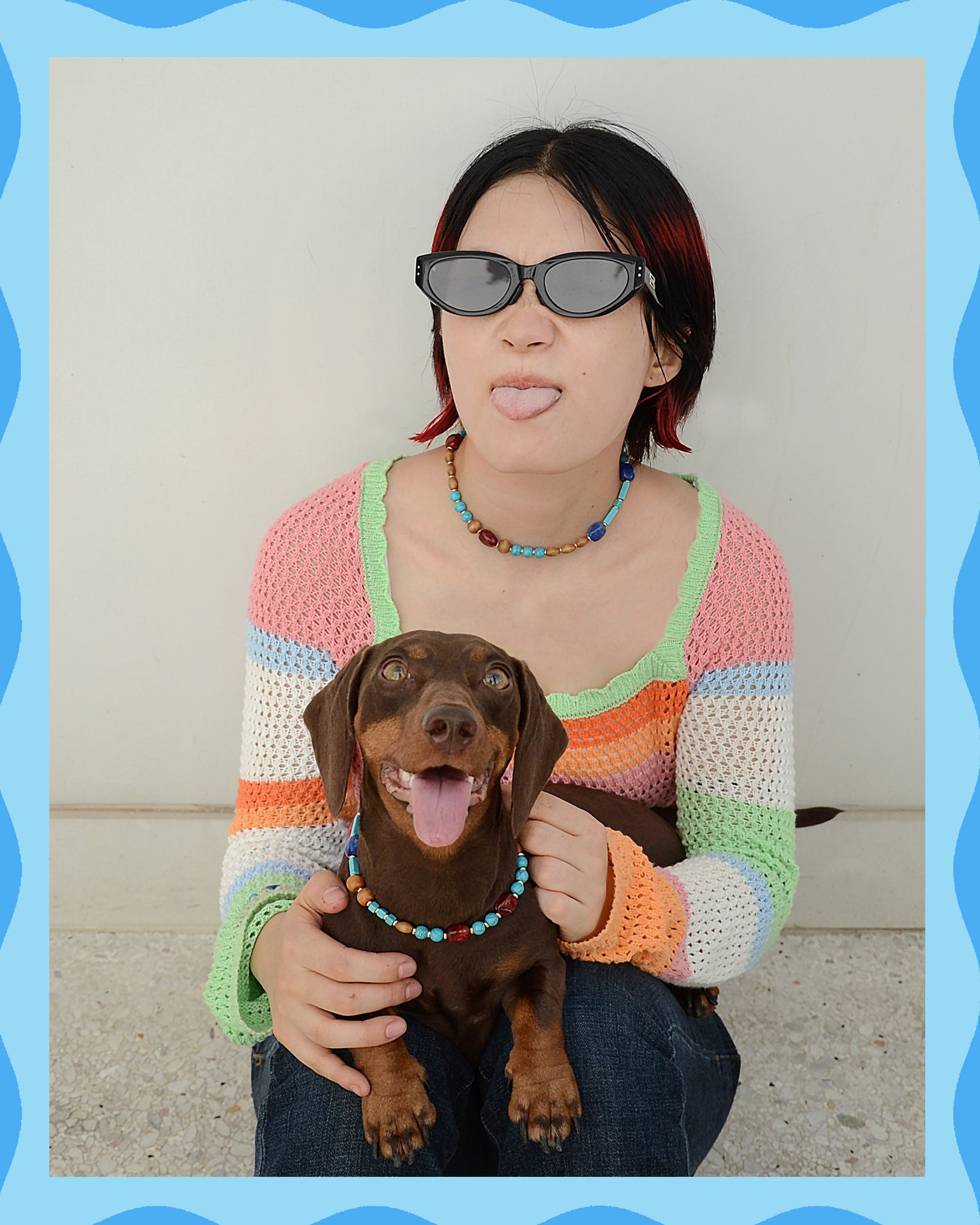 ✨Matching Pet & Owner Jewelry Sets – Handmade with Turquoise Colored Beads – Cute by Nature (Lake Blue)