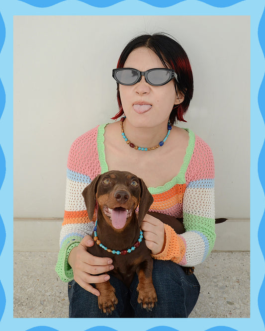 ✨Matching Pet & Owner Jewelry Sets – Handmade with Turquoise Colored Beads Necklace – Cute by Nature (Lake Blue)