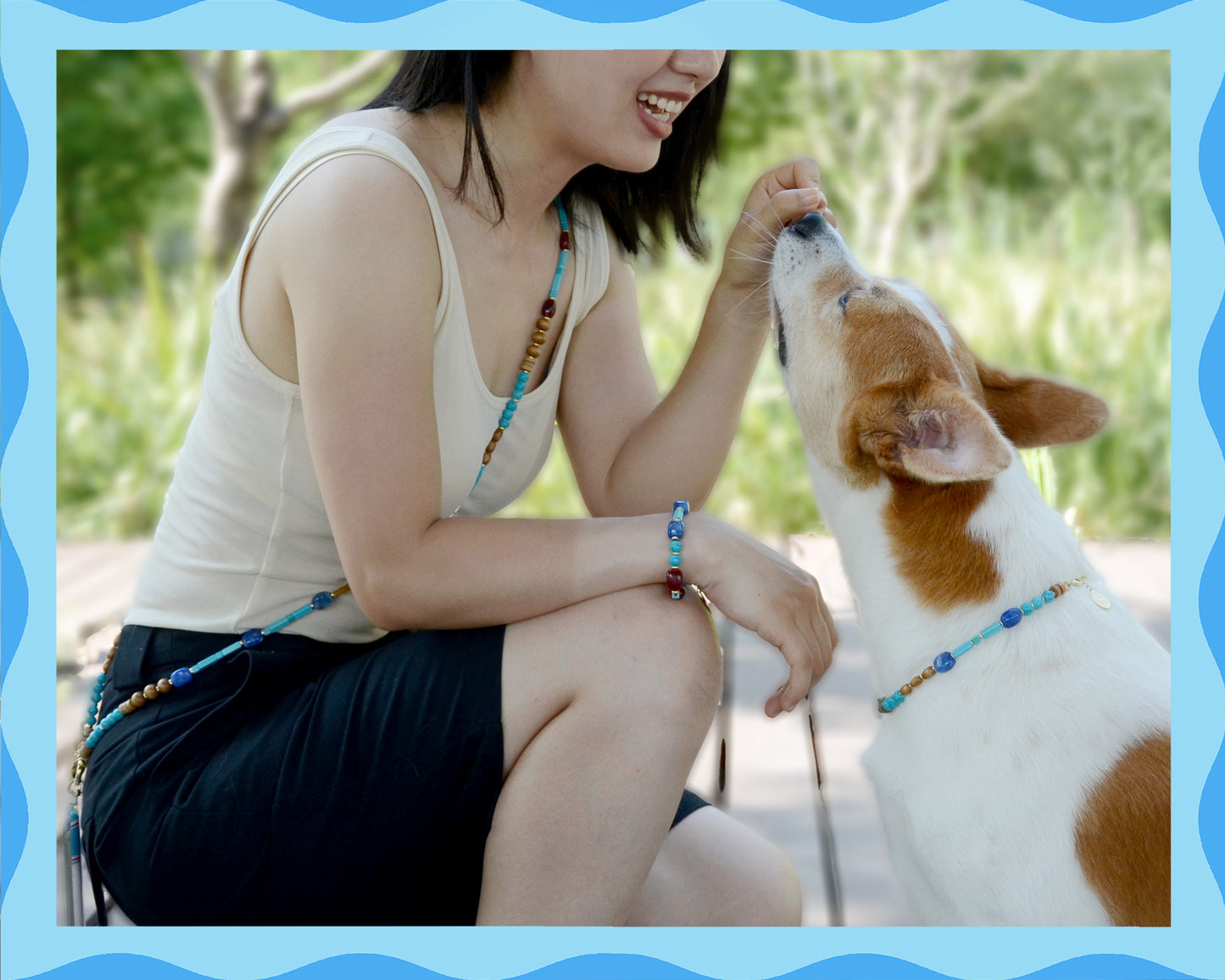 ✨Matching Pet & Owner Jewelry Sets – Handmade with Turquoise Colored Beads – Cute by Nature (Lake Blue)