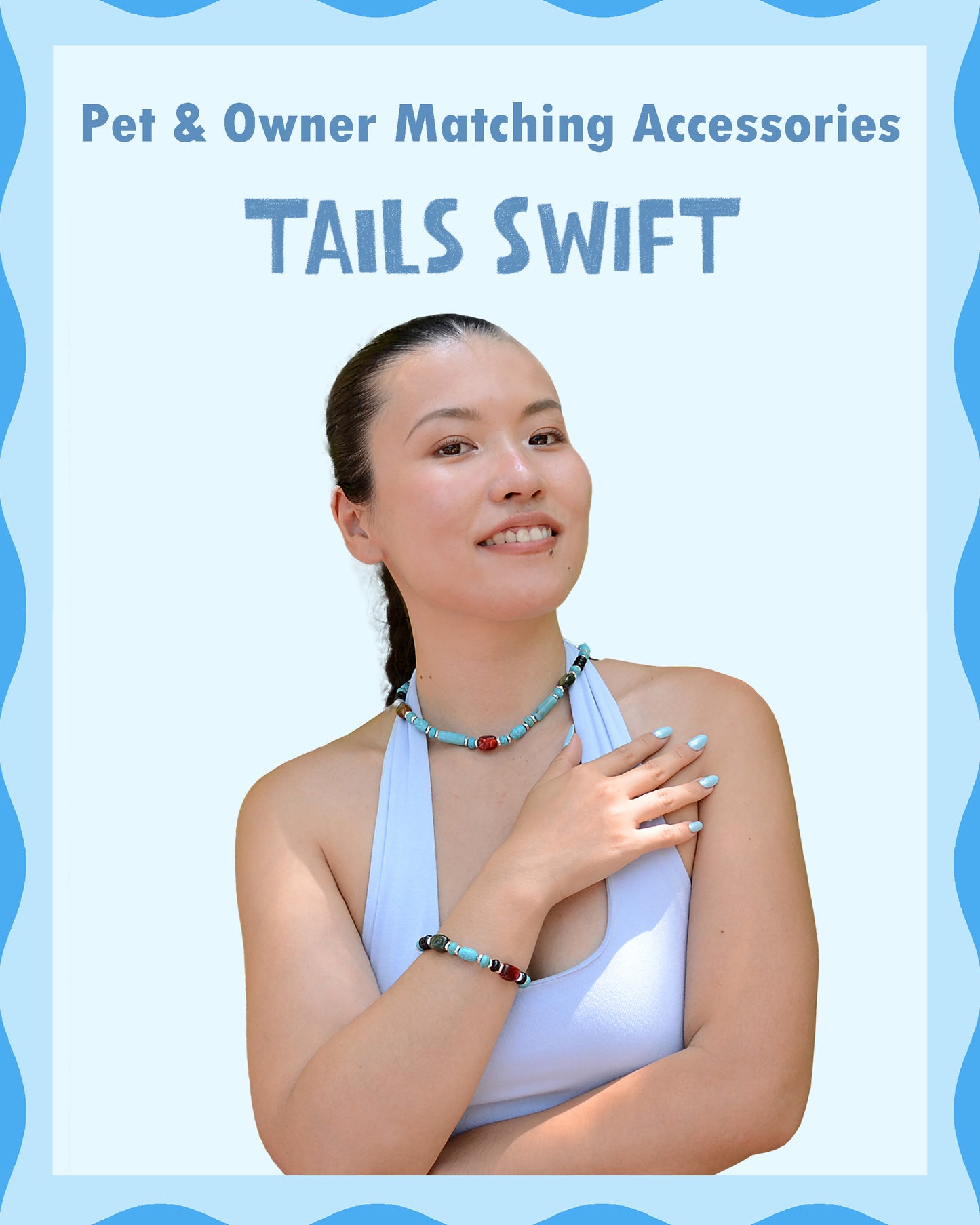 ✨Matching Pet & Owner Jewelry Sets – Handmade with Turquoise Colored Beads – Cute by Nature (Nomad Sky)