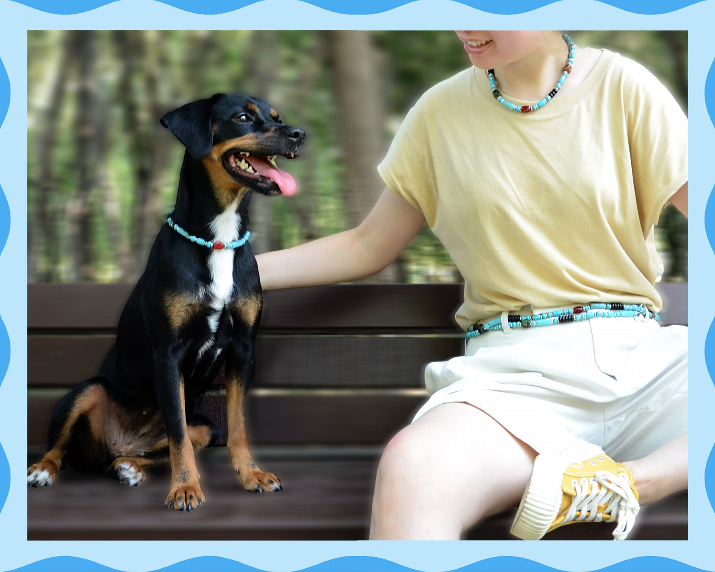 ✨Matching Pet & Owner Jewelry Sets – Handmade with Turquoise Colored Beads – Cute by Nature (Nomad Sky)
