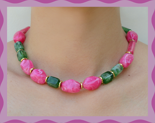 ✨ Candy Crush（Blossom Pink）: Matching Human & Pet Jewelry Sets ✨ Handcrafted Bold Beaded Necklaces • Bracelets • Earrings • Phone Chains | Pet-Friendly • Stylish • Unique