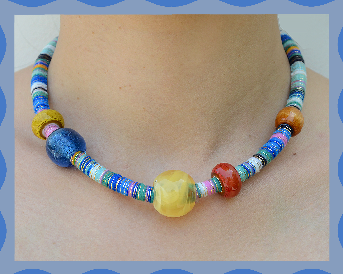 ✨ Vivid Energy(Blue): Matching Human & Pet Jewelry Sets ✨ Handcrafted Colorful Cord Necklaces with Unique Name Tag • Bracelets • Earrings • Phone Chains | Ethnic-Inspired Artistry & Various Unique Beads | Pet-Friendly • Stylish • Unique