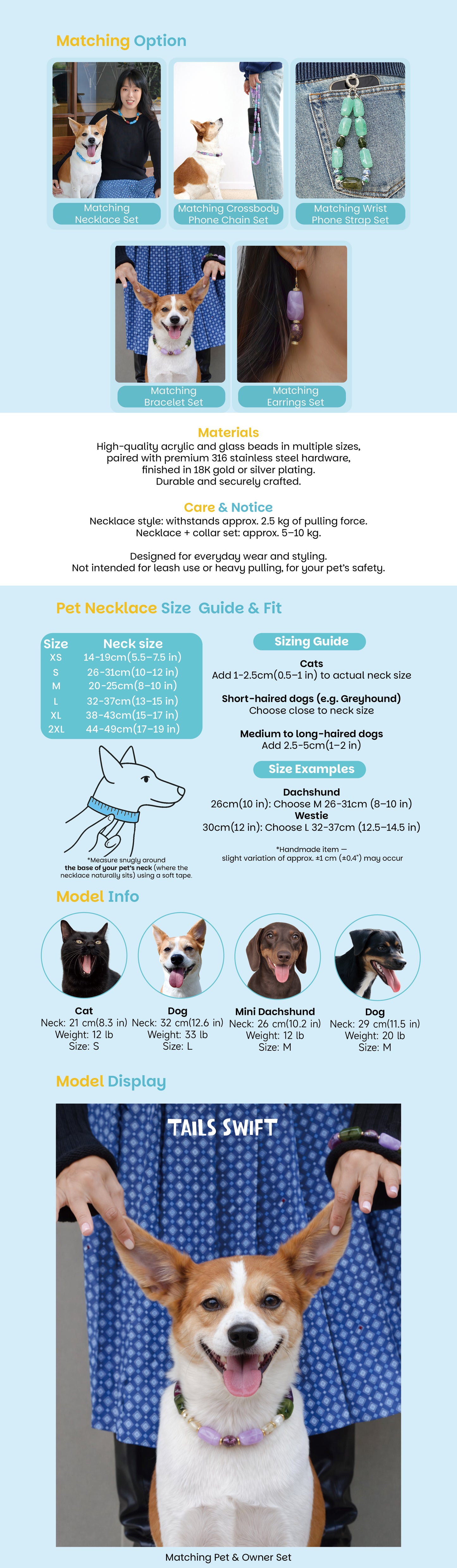 ✨Matching Pet & Owner Jewelry Sets –  Handcrafted Bold Beaded Necklaces - Candy Crush（Blue Aegean）