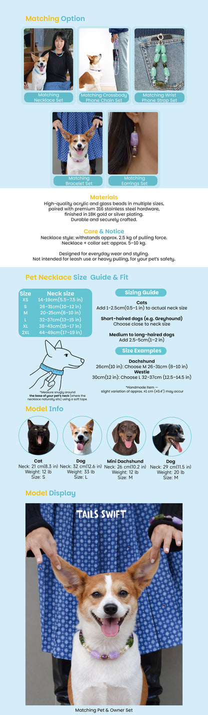 ✨Matching Pet & Owner Jewelry Sets –  Handcrafted Bold Beaded Necklaces - Candy Crush（Blue Aegean）