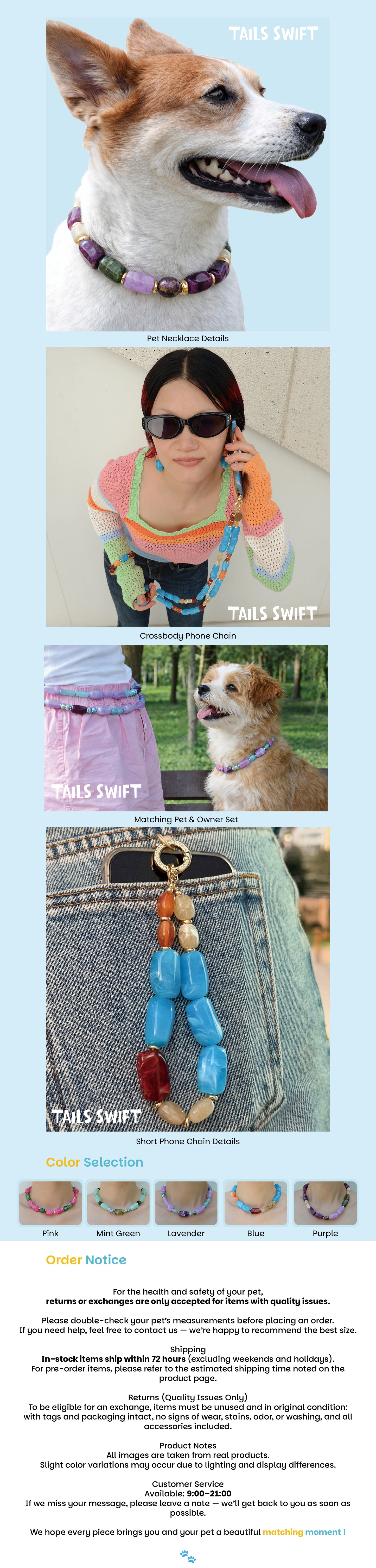 ✨Matching Pet & Owner Jewelry Sets –  Handcrafted Bold Beaded Necklaces - Candy Crush（Blue Aegean）