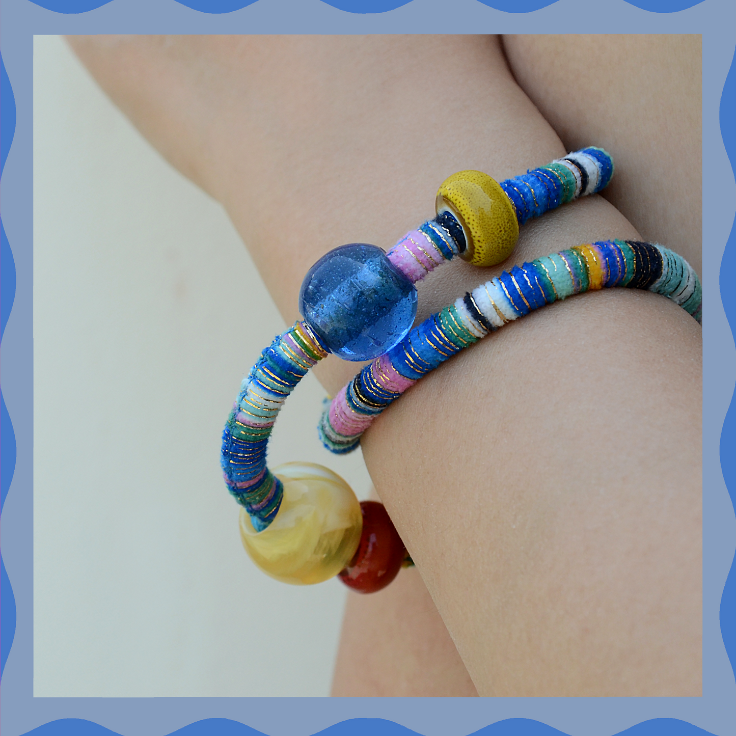 ✨ Vivid Energy(Blue): Matching Human & Pet Jewelry Sets ✨ Handcrafted Colorful Cord Necklaces with Unique Name Tag • Bracelets • Earrings • Phone Chains | Ethnic-Inspired Artistry & Various Unique Beads | Pet-Friendly • Stylish • Unique