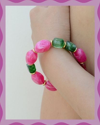 ✨ Candy Crush（Blossom Pink）: Matching Human & Pet Jewelry Sets ✨ Handcrafted Bold Beaded Necklaces • Bracelets • Earrings • Phone Chains | Pet-Friendly • Stylish • Unique