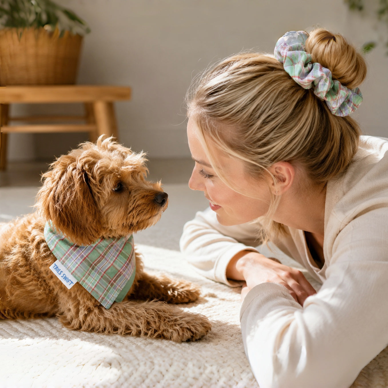 Meadow Green Plaid Hair Scrunchie
