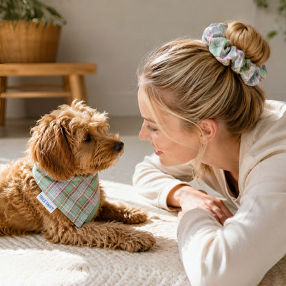 Meadow Green Plaid Hair Scrunchie
