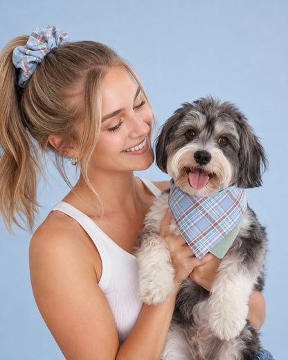 Coastal Blue Plaid Hair Scrunchie