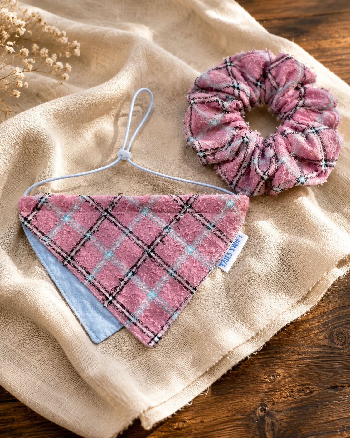 Dusty Rose Bouclé Plaid Pet & Owner Matching Set
