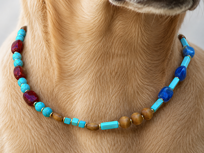 Conjuntos de joyas a juego para mascotas y dueños: hechos a mano con cuentas de color turquesa, adorables por naturaleza (azul lago)