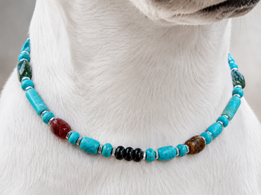 ✨Juegos de joyas a juego para mascotas y dueños: hechos a mano con cuentas de color turquesa, lindos por naturaleza (Nomad Sky)