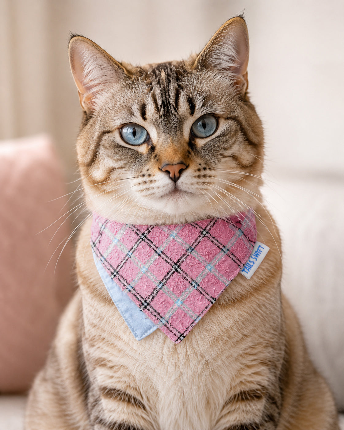 Matching Pet Bandana & Owner Scrunchie Set - Dusty Rose Boucle Plaid