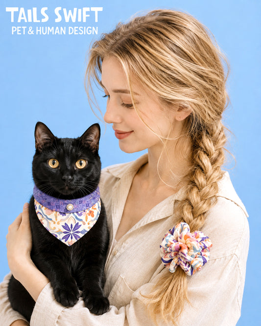 ✨Matching Pet Bandanas & Scrunchies - Lavender Chinese Style Pet Collar