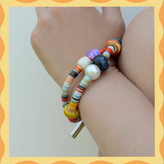 ✨ Vivid Energy（Orange）: Matching Human & Pet Jewelry Sets ✨ Handcrafted Colorful Cord Necklaces with Unique Name Tag • Bracelets • Earrings • Phone Chains | Ethnic-Inspired Artistry & Various beautiful Beads & Pearls | Pet-Friendly • Stylish • Unique