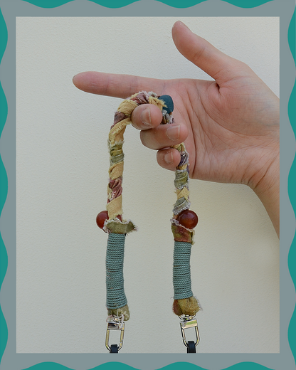✨ Luma (Dusty Green): Matching Human & Pet Jewelry Sets ✨ Handwoven Colorful Cord Necklaces • Bracelets • Earrings • Phone Chains | Hand-Dyed Boho Fabric & Nepalese Antique Glass Beads| Pet-Friendly • Stylish • Unique