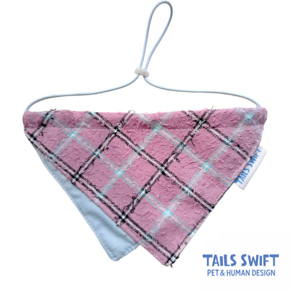 Matching Pet Bandana & Owner Scrunchie Set - Dusty Rose Boucle Plaid