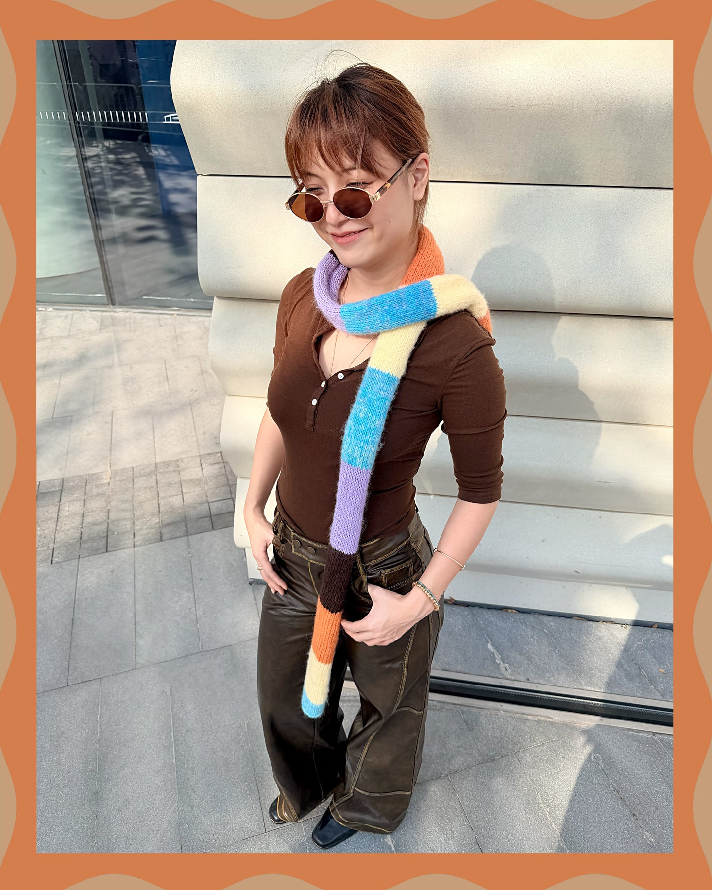 ✨Skinny Knit Human Scarf – Handmade Autumn Stripe(Mohair Blend)