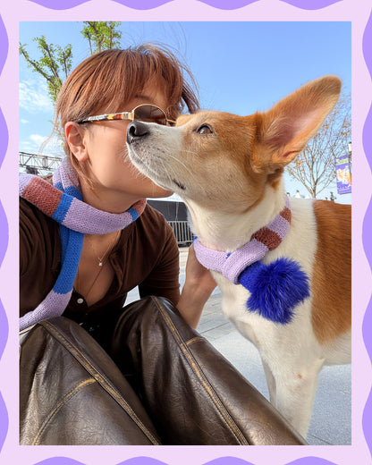 ✨Skinny Knit Human Scarf – Handmade Lavender Stripe(100% Premium Cashmere)