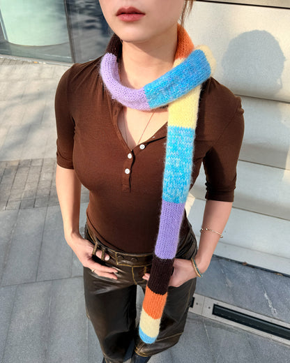 ✨Matching Pet & Owner Skinny Knit Scarves — Handmade Autumn Stripe(Mohair blend)