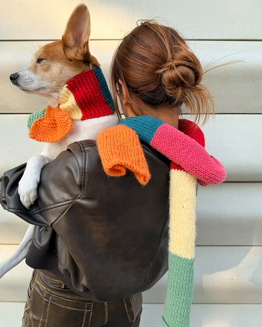 ✨Matching Pet & Owner Skinny Knit Scarves — Handmade Candy Patch(100% Premium Cashmere)