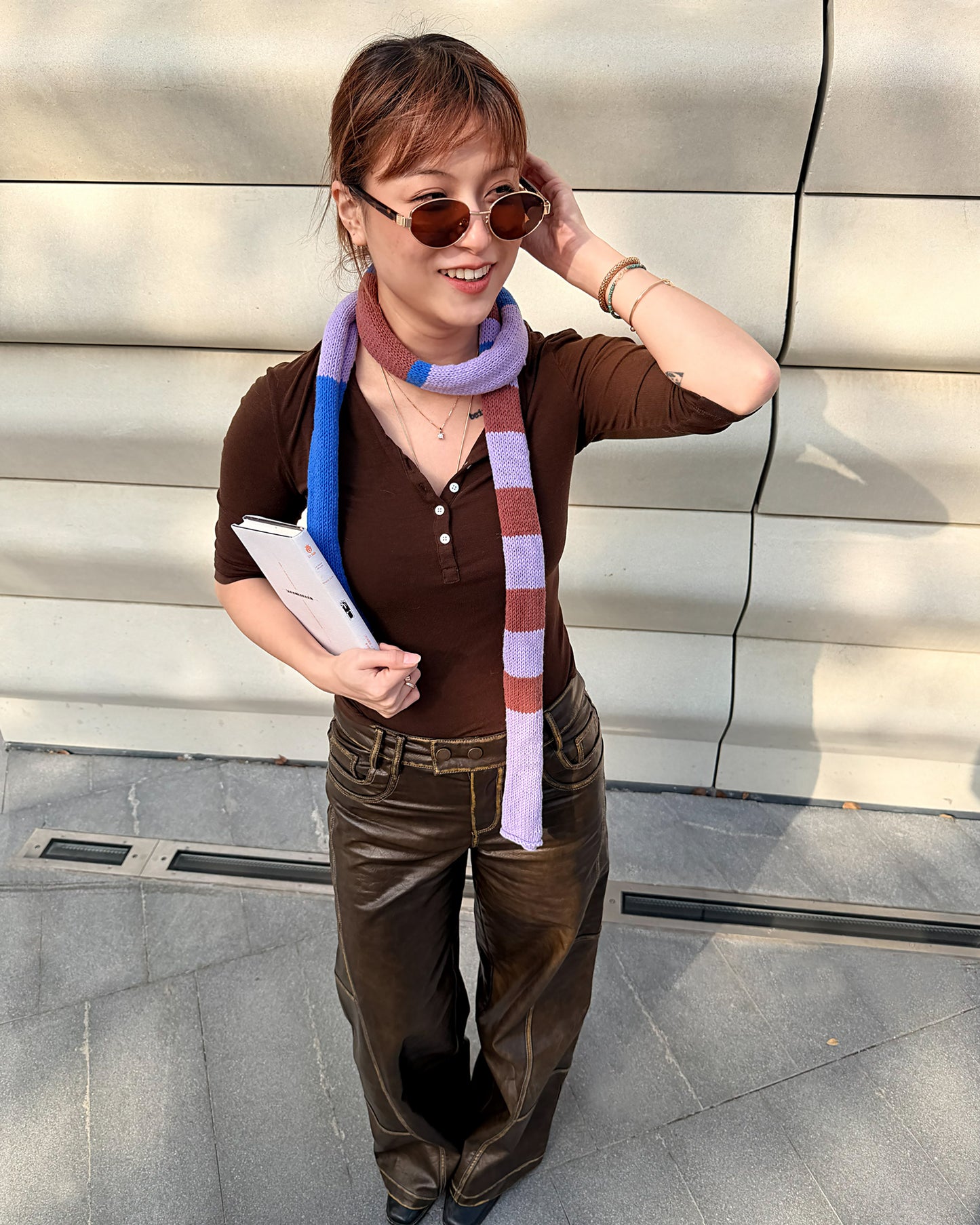 ✨Matching Pet & Owner Skinny Knit Scarves — Handmade Lavender Stripe(100% Premium Cashmere)