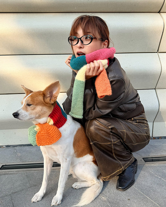 ✨Skinny Knit Human Scarf – Handmade Candy Patch(100% Premium Cashmere)