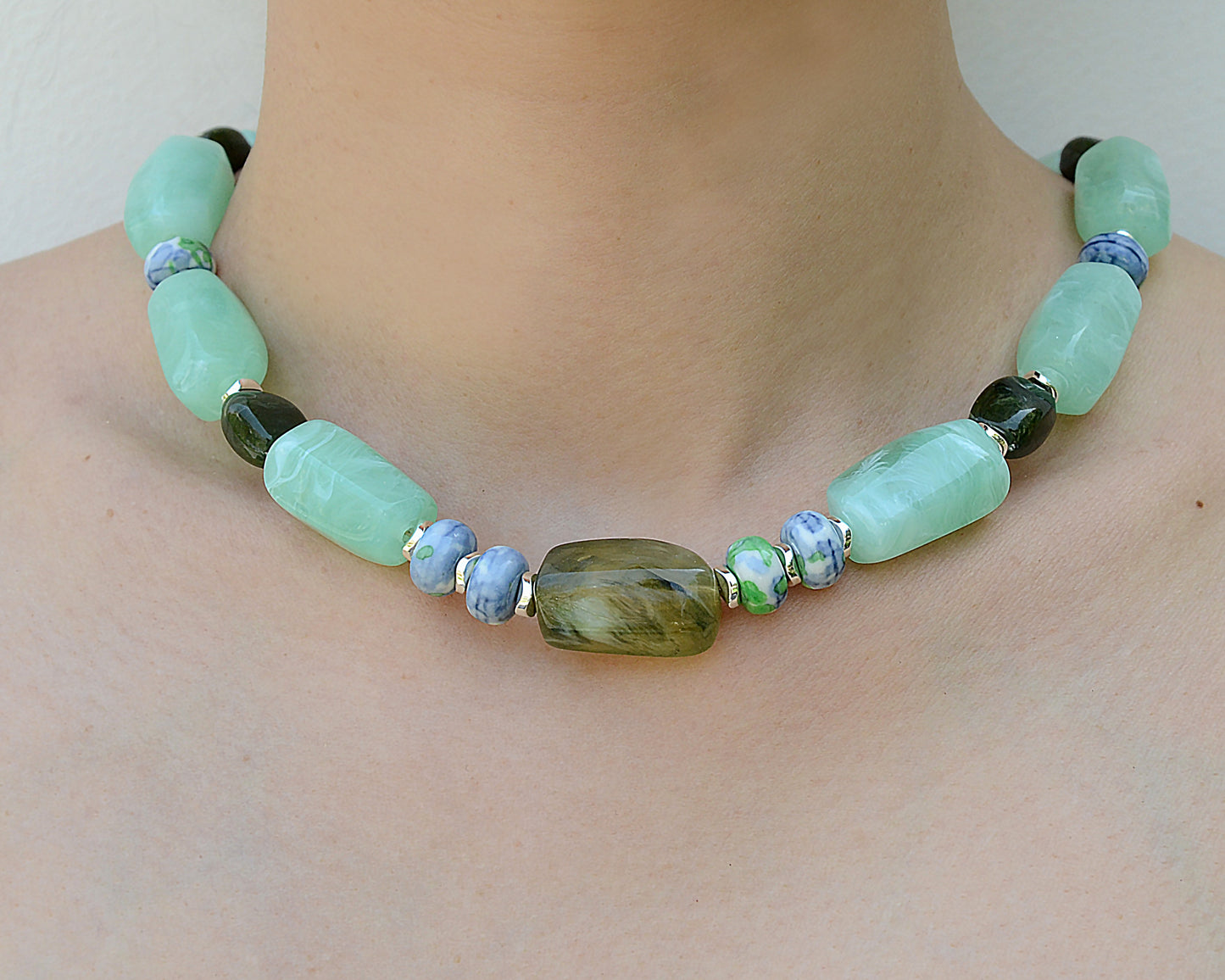 ✨Human Jewelry –  Handcrafted Bold Beaded Series - Candy Crush（Mint Green）