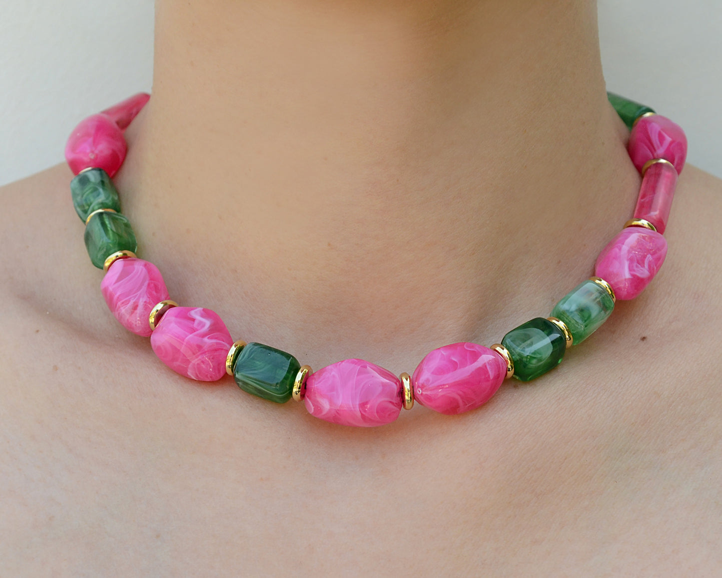 ✨ Human Jewelry –  Handcrafted Bold Beaded Series -Candy Crush（Blossom Pink）