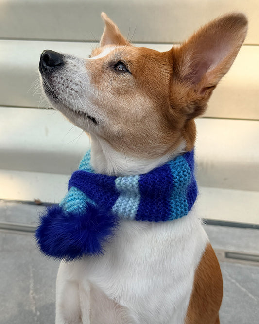 ✨Matching Pet & Owner Skinny Knit Scarves — Handmade Ocean Sripe (Mohair Blend)