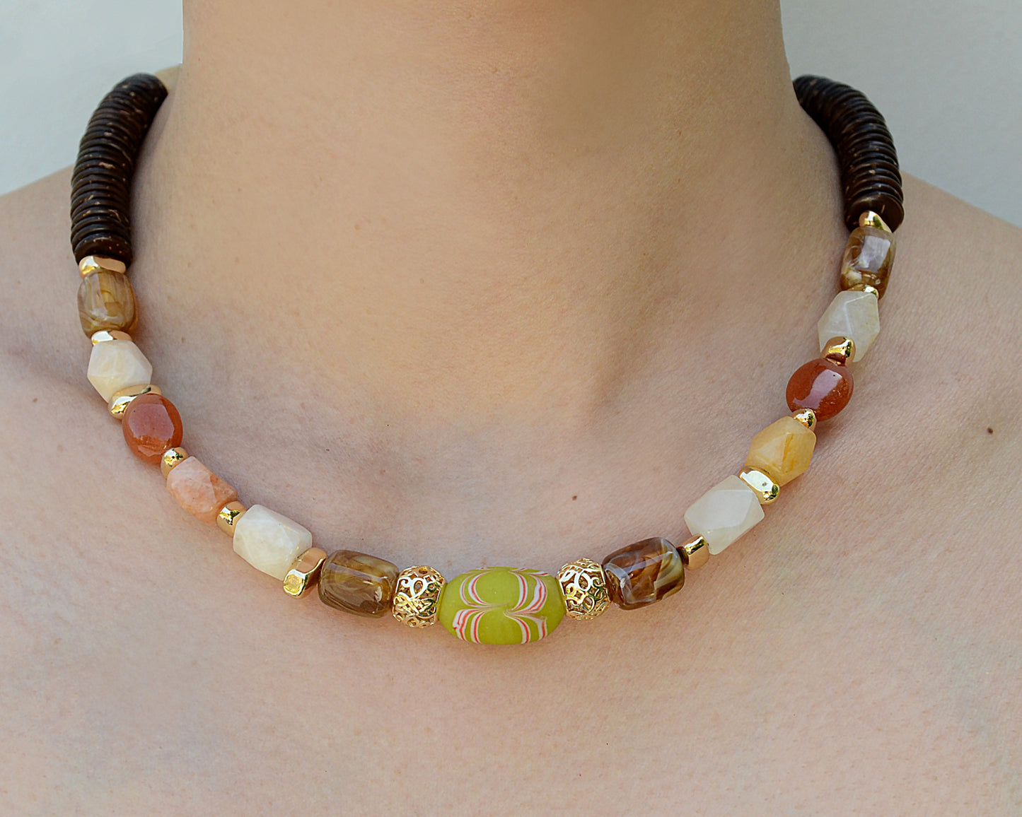 ✨Matching Pet & Owner Jewelry Sets – Handmade with Southeast Asian Beads & Organic Coconut Discs Necklace– Cute by Nature (Sepia Drop)