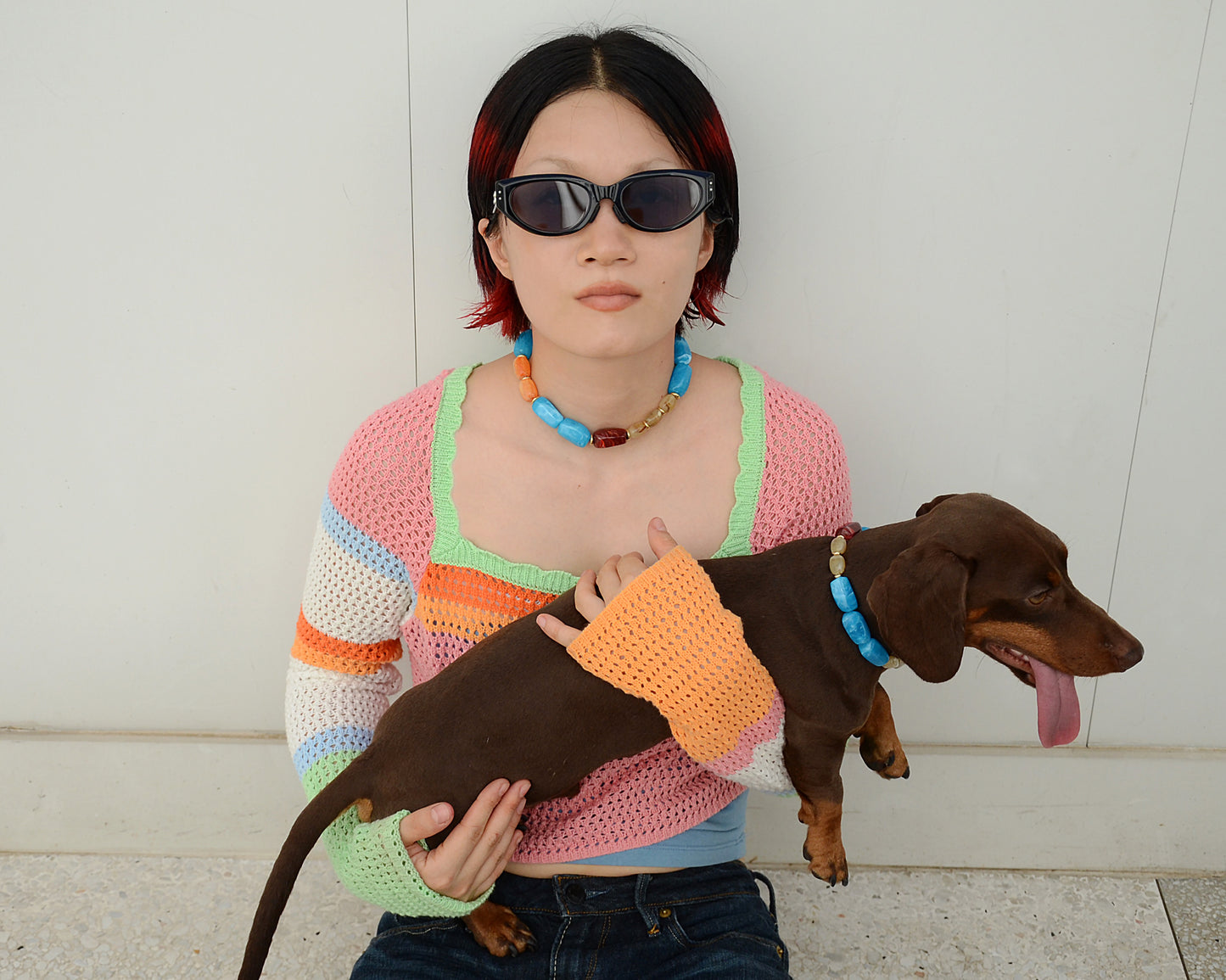 ✨Matching Pet & Owner Jewelry Sets –  Handcrafted Bold Beaded Necklaces - Candy Crush（Blue Aegean）