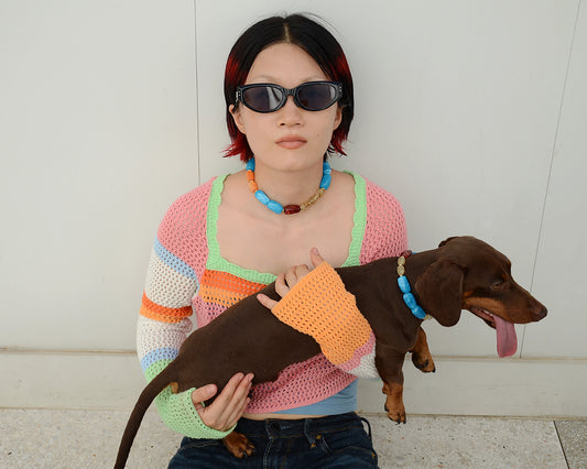 ✨Pet Jewelry –  Handcrafted Bold Beaded Necklaces - Candy Crush（Blue Aegean）