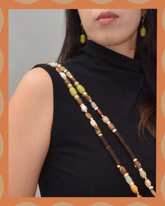 ✨Matching Pet & Owner Jewelry Sets – Handmade with Southeast Asian Beads & Organic Coconut Discs Necklace– Cute by Nature (Sepia Drop)