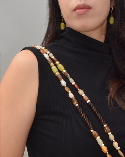 ✨Matching Pet & Owner Jewelry Sets – Handmade with Southeast Asian Beads & Organic Coconut Discs Necklace– Cute by Nature (Sepia Drop)