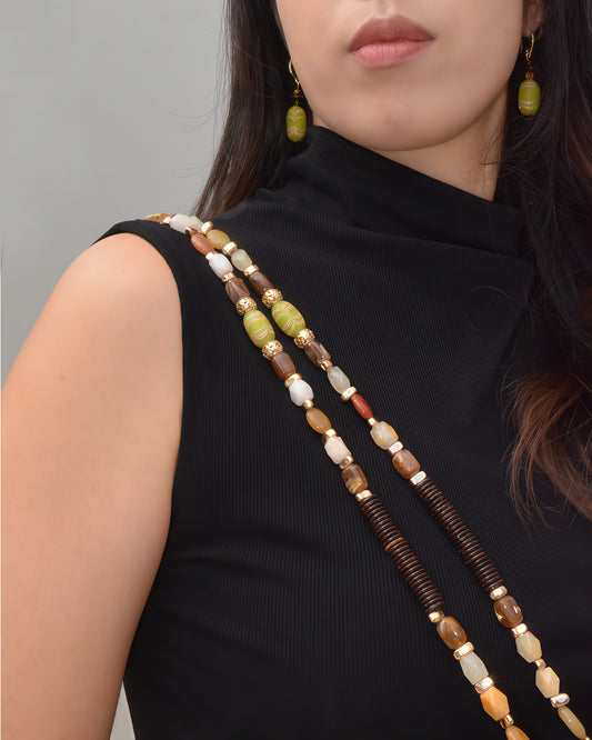 ✨Matching Pet & Owner Jewelry Sets – Handmade with Southeast Asian Beads & Organic Coconut Discs Necklace– Cute by Nature (Sepia Drop)